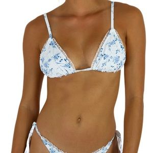 Elysiian Swim Florence Bikini Top Blue Floral